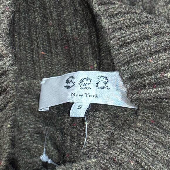 Sea New York Juliette Cable Knit Cut Out Green Merino Wool Sweater Women’s Small - Picture 2 of 6